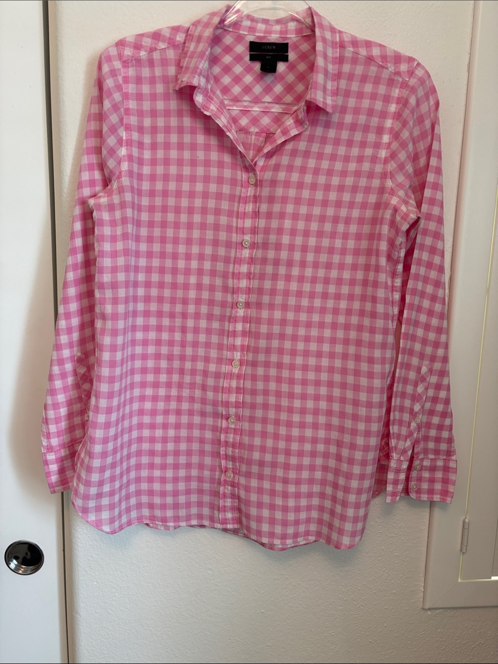 J. Crew Pink Gingham Button-Down Shirt